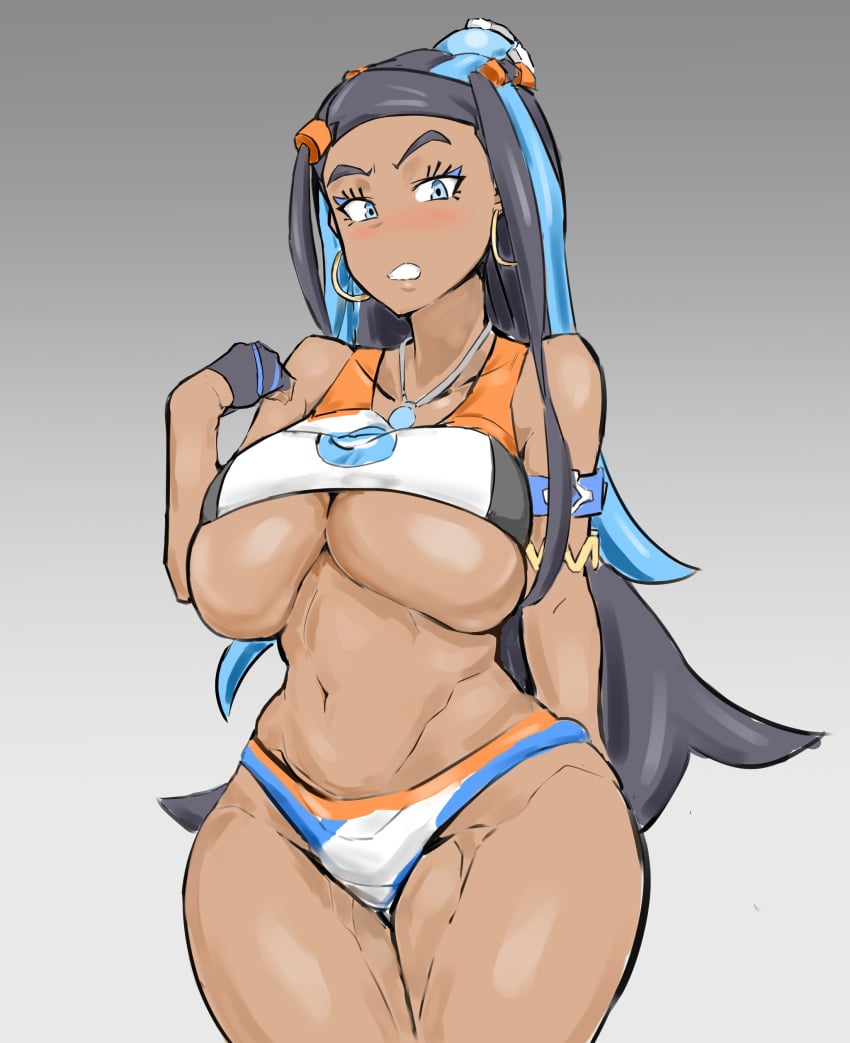 1girls alternate_breast_size big_breasts blue_eyes breasts busty curvaceous curvy curvy_body curvy_female curvy_figure female game_freak gym_leader huge_breasts large_breasts nessa_(pokemon) nintendo pokemon pokemon_(game) pokemon_ss thick_thighs thighs underboob voluptuous wide_hips yuujiro