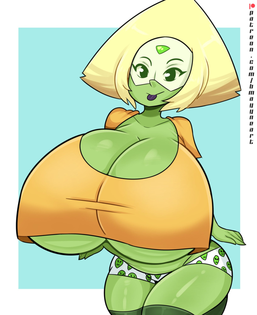 2d bmayneart boxer_shorts breasts cartoon_network curvy curvy_body curvy_female curvy_figure feminine girly green-skinned_female green_body green_skin hyper hyper_breasts panties peridot_(steven_universe) seductive seductive_look steven_universe warner_brothers