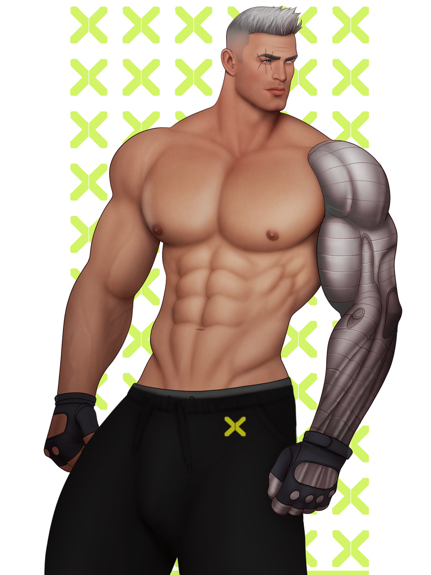 abs biceps big_bulge bulge bulging_biceps cable_(x-men) drawnpr0n flaccid huge_bulge male male_only marvel muscles muscular muscular_male nathan_summers pecs robotic_arm shirtless_male smooth_chest smooth_skin solo solo_male x-men