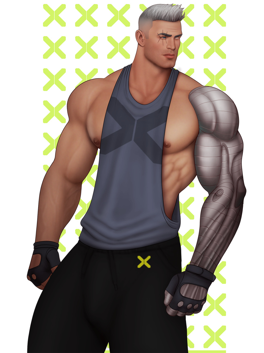 biceps big_bulge bulge bulging_biceps cable_(x-men) drawnpr0n flaccid huge_bulge male male_only marvel muscles muscular muscular_male nathan_summers robotic_arm solo solo_male x-men