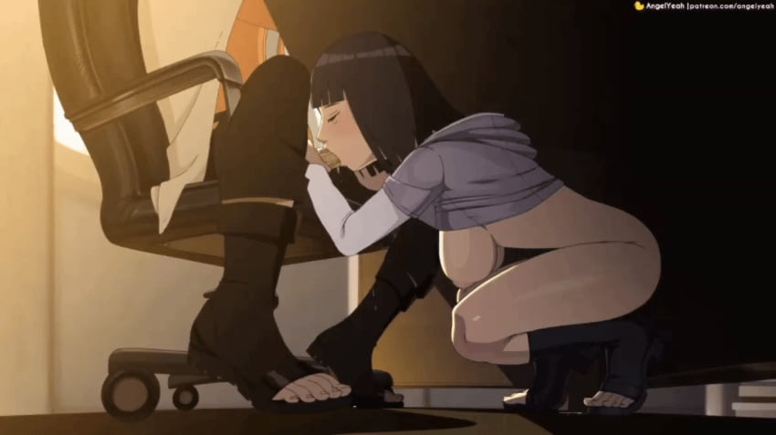 1boy 1boy1girl 1girls angelyeah animated animated_image barely_clothed big_breasts black_hair blowjob blunt_bangs boruto:_naruto_next_generations bouncing_breasts breasts cape chair clothed_sex couple fellatio female female_focus husband_and_wife hyuuga_hinata jacket male male/female naruto naruto_(series) no_bra no_panties oral oral_sex oral_support pants partially_clothed penis penis_in_mouth sitting squatting stealth stealth_oral stealth_sex sucking sucking_penis sweater uncensored under_desk under_the_table unseen_male_face uzumaki_naruto