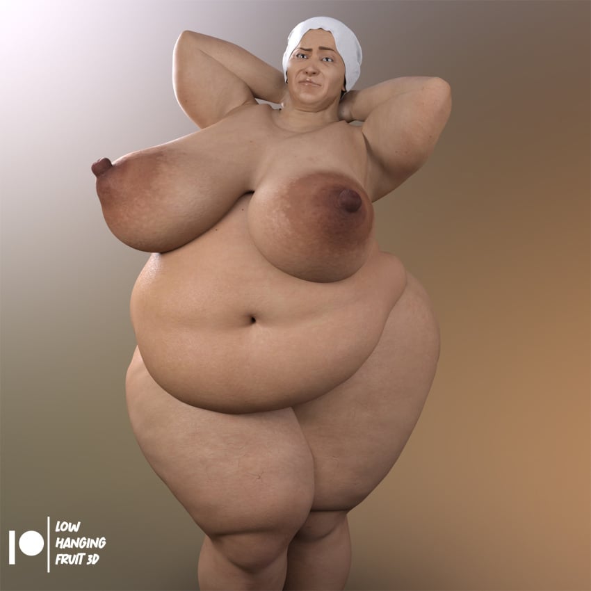 3d 3d_(artwork) areolae bbw belly big_ass big_belly big_breasts breasts daz3d daz_studio fat_ass female gilf headscarf hips large_areolae large_ass large_belly large_breasts large_nipples legs looking_at_viewer lowhangingfruit3d_(artist) mature_female mature_woman nipples obese old older_female original_character overweight overweight_female pinup plain_background ssbbw thick_ass thick_legs thick_thighs thighs