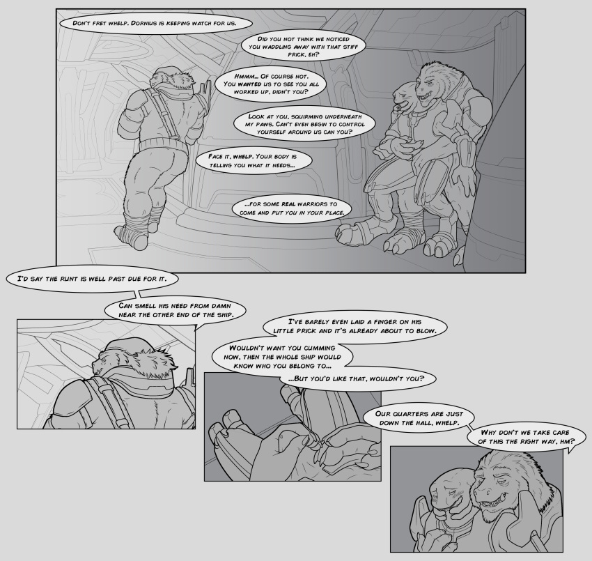 aitch alien bondage comic erection halo halo_(series) hi_res humiliation jiralhanae male male/male microsoft sangheili teasing xbox_game_studios