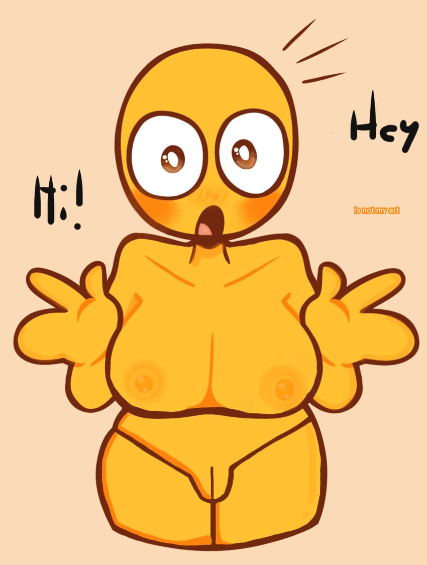 big_breasts cute emoji emoji_(race) female oddly_cute open_mouth solo