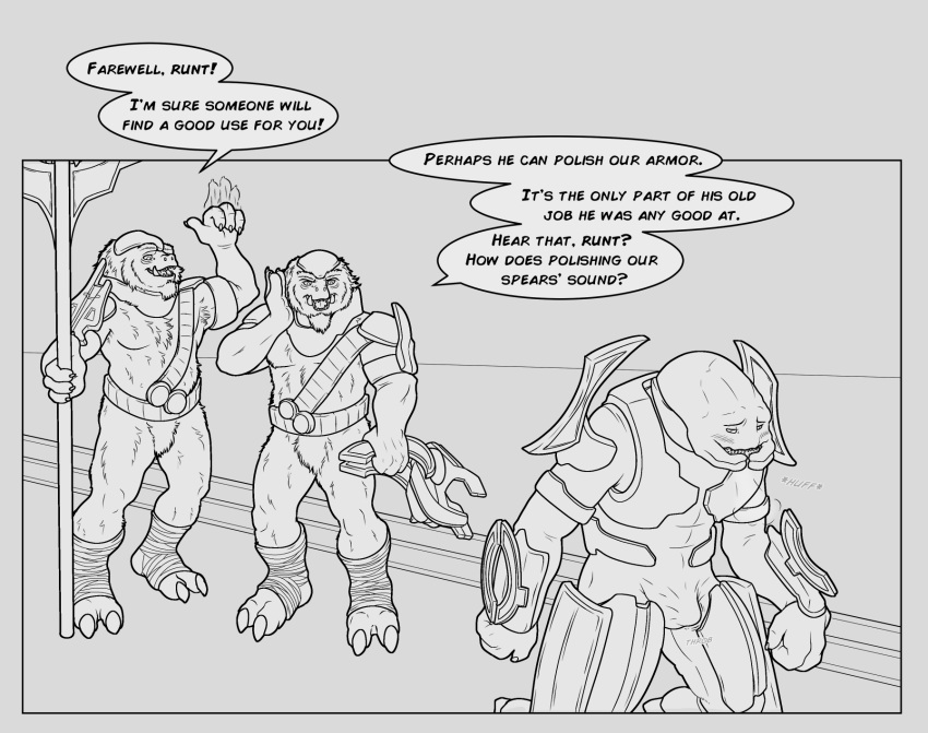 aitch alien bondage comic halo halo_(series) hi_res humiliation jiralhanae male male/male microsoft sangheili teasing xbox_game_studios