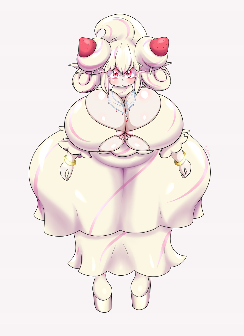 alcremie breasts_bigger_than_head dress gigantic_breasts large_hips large_thighs luditima pokémon_(species) pokemon thick_thighs