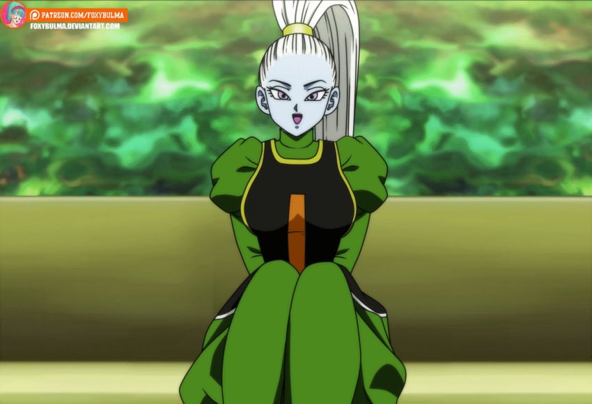 animated blue_skin dragon_ball female foxybulma revealing_pussy vados white_hair