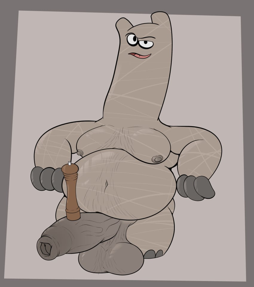 absurd_res balls belly boner cartoon_network chowder_(series) erection foreskin genitals hi_res looking_at_viewer male male_only monster moobs navel nipples nude overweight penis rokie38 shnitzel solo vein veiny_penis