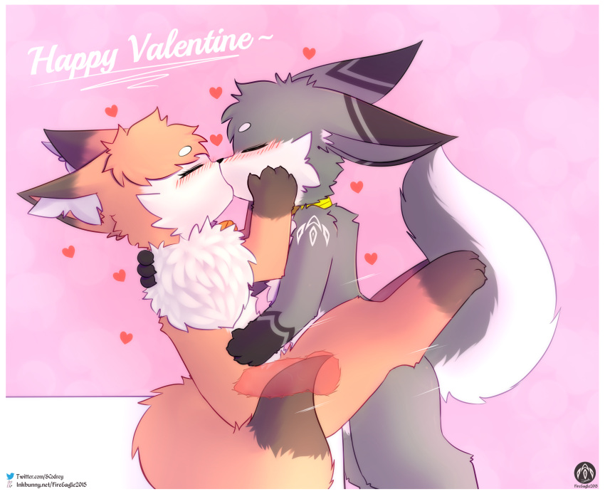 absurd_res anthro bell canid canine collar duo female fox genitals hand_on_face heart hi_res holidays internal iradeon kissing love male male/female mammal nia_(senz) penis sean_(senz) senz sex sitting standing text thrusting valentine's_day