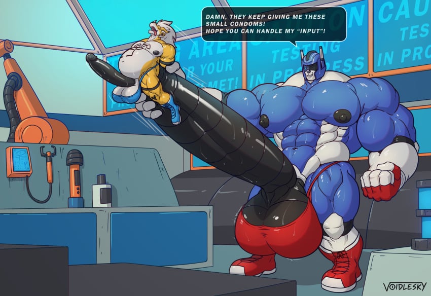 absurd_res anal anal_sex android anthro balls belly belly_expansion big_balls big_muscles big_penis blue_body bodily_fluids boots clothing dragon erection expansion footwear genitals hi_res holding_arms huge_balls huge_cock huge_muscles hyper hyper_balls hyper_genitalia hyper_muscles hyper_penis long_penis machine male muscular muscular_anthro muscular_male penetration penis robot size_difference speedo sweat swimwear tongue tongue_out underwear veegrowmon voidlesky yellow_body