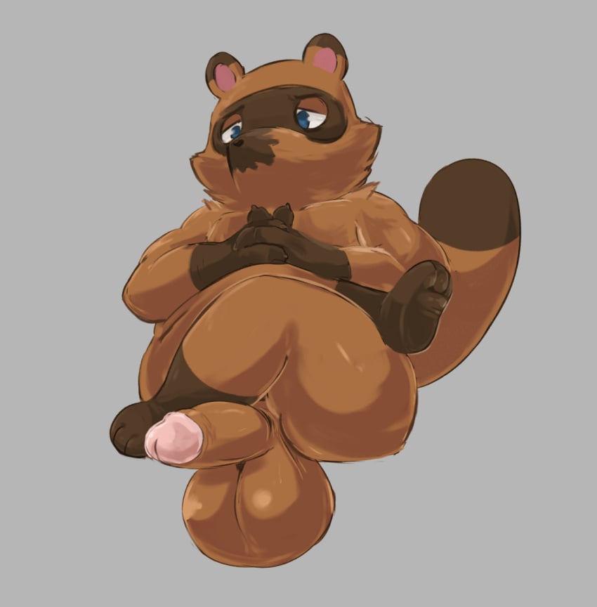 animal_crossing anthro balls big_balls big_penis boner crossed_legs erection furry huge_balls male male_only nintendo nude penis raccoon_dog solo solo_male spunker tanuki tom_nook