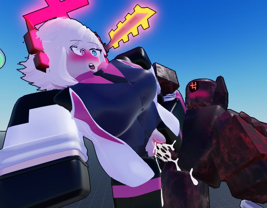 1boy 1boy1girl 1girls 3d applemcx blush close-up cum dr._xenon heterochromia pussy roblox roblox_game robloxian scientist summoning tagme tower_defense_x white_hair