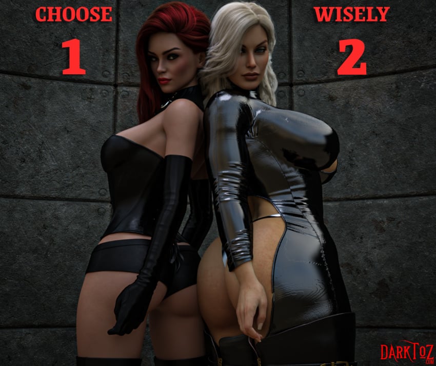 2girls 3d big_ass big_breasts blonde_hair bondage corset darktoz dominatrix dominatrix female_domination femdom fetish fetish_wear latex leather red_hair