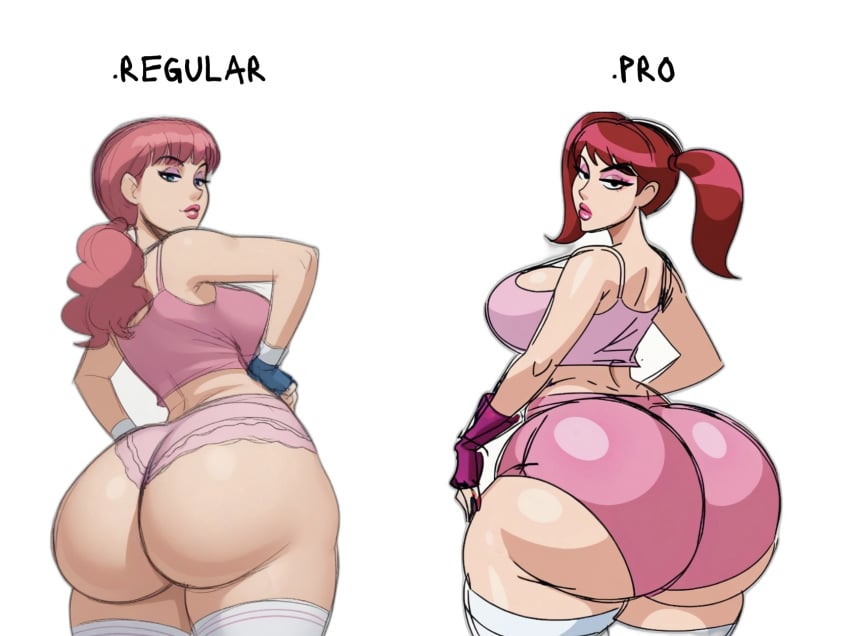 2girls ai_generated ass_focus bimbo bimbo_body bimbo_lips bimbofication bottom_heavy fat_ass hourglass_figure huge_ass lineup oc original_character perfect_body pick_your_poison ssktch tagme thick_ass twintails