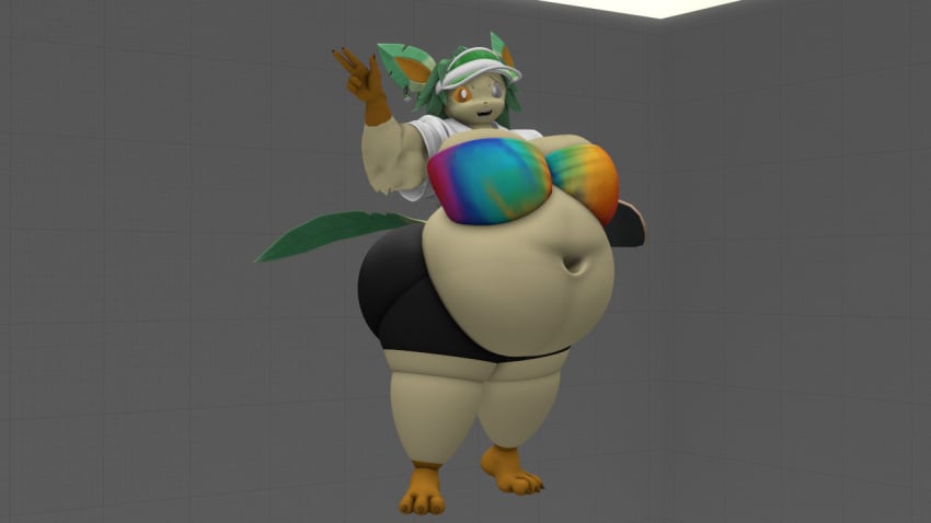 big_breasts breasts busty_boy huge_breasts kingofthekabuto leafeon overweight pokemon pokemon_(species) queenofthekabuto tagme thick_thighs wide_hips