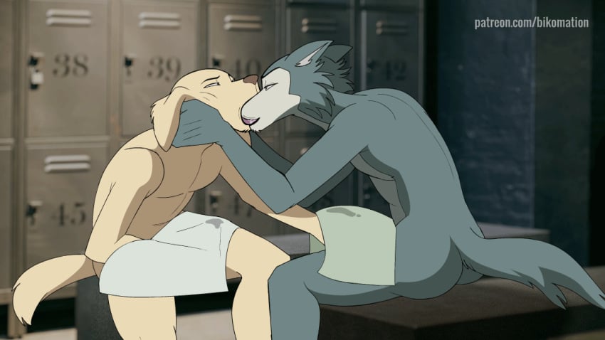 2024 2boys 2d_animation 5_fingers animated anthro anthro_on_anthro ass beastars bikomation bird_dog black_eyes bodily_fluids body_hair brown_nose bulge canid canine canis cheek_tuft chest_hair claws deep_kiss deep_kissing detailed_background digital_media_(artwork) domestic_dog dripping duo erect erect_penis erection erection_under_clothes erection_under_clothing excited extreme_french_kiss eye_contact eyebrows eyes face_grab face_lick face_to_face facial_expressions facial_tuft fingers floppy_ears fluffy fluffy_ears fluffy_hair fluffy_tail frame_by_frame french_kiss french_kissing friends fur furry gay genital_fluids genital_fluids_on_penis genital_outline grey_body grey_fur half-closed_eyes half_closed_eyes hand_on_penis hand_under_clothes handjob handjob_under_clothes handjob_while_kissing head_grab head_in_mouth head_to_head hug hunting_dog intimacy intimate jack_(beastars) kissing labrador legoshi_(beastars) licking licking_lips licking_tongue locker_room locker_room_sex lockers looking_at_another looking_pleasured love male male/male male_only mammal masturbating_other masturbating_while_kissing masturbation masturbation_under_clothes mostly_nude mostly_nude_male narrowed_eyes netflix open_mouth penis penis_under_clothes pleasure pleasured_face precum precum_on_penis precum_through_clothes precum_through_clothing retriever roommate saliva saliva_on_face saliva_on_tongue sex short_playtime sitting spots tail tail_motion tailwag tan_body tan_fur teeth tongue tongue_kiss tongue_licking tongue_to_tongue towel towel_only tuft wet wet_spot wet_tongue wet_towel widescreen wolf yellow_body yellow_fur