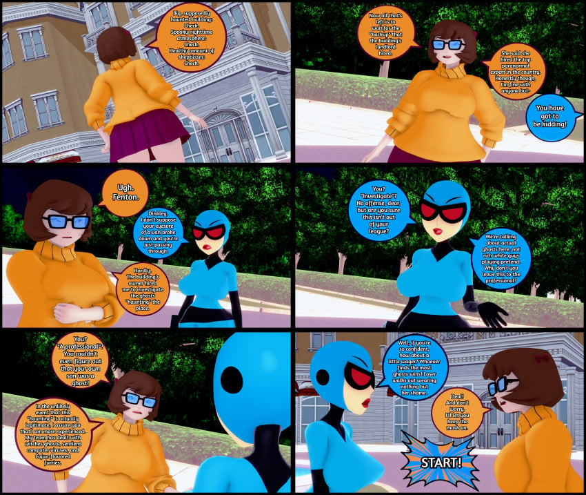 comic crossover danny_phantom koikatsu madeline_fenton peterjobless62 scooby-doo scooby-doo!_mystery_incorporated speech_bubble text velma_dinkley