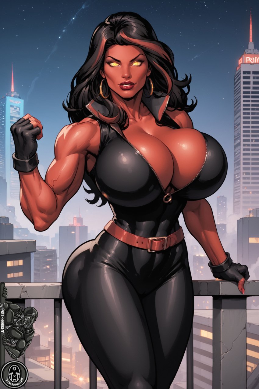 1girls ai_generated betty_ross big_breasts bimbo breasts_bigger_than_head bythebrokenone female female_only marvel marvel_comics muscular_female red_she-hulk solo solo_female