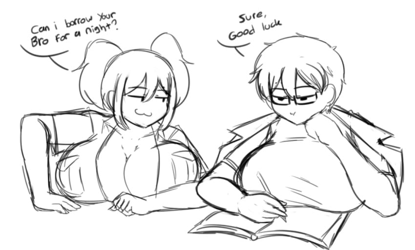 2girls big_breasts citra_(naufranzz) female female_only large_breasts naufranzz nia_(naufranzz) original sketch