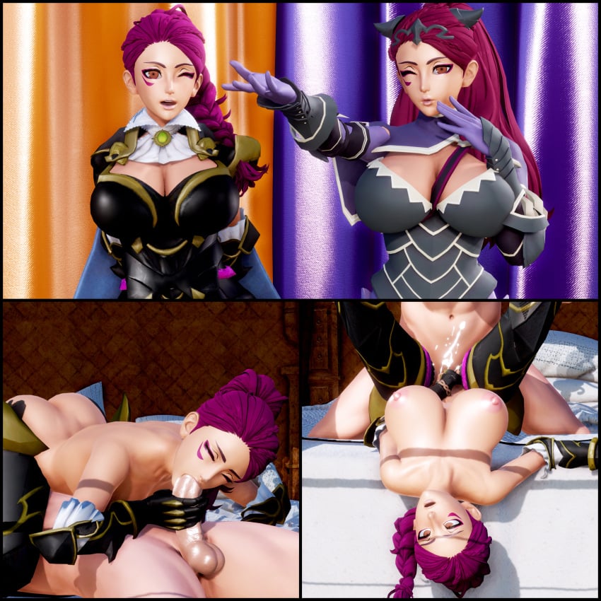 1boy1girl 3d 69 blowjob breasts fire_emblem fire_emblem:_three_houses halloween halloween_costume honey_select missionary_position petra_macneary purple_hair river_rock straight