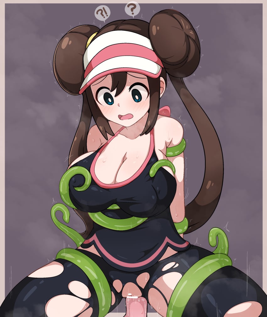 1girls :o ? ?! absurd_res alternate_costume arm_grab arms_behind_back bar_censor big_breasts black_legwear blue_eyes blush border breast_grab breasts brown_hair censored cleavage clothed_sex clothing creatures_(company) dildo double_bun female game_freak green_tentacles hi_res kneeling leg_grab long_hair long_twintails looking_down milliani molestation nintendo nipple_bulge no_panties open_mouth paid_reward_available pantyhose penetration pokemon pokemon_bw2 pussy pussy_juice restrained rosa_(pokemon) sex sidelocks spread_legs steam sweat tentacle torn_clothes torn_pantyhose trembling twintails vaginal_insertion vaginal_penetration very_long_hair visor_cap wide_eyed wide_hips