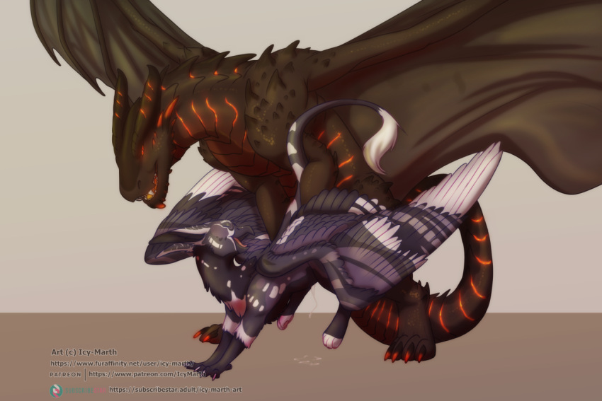 avian canowicakte_(daedalus_darkblade) dragon female feral gryphon icy-marth male male/female mythological_avian mythology sex size_difference