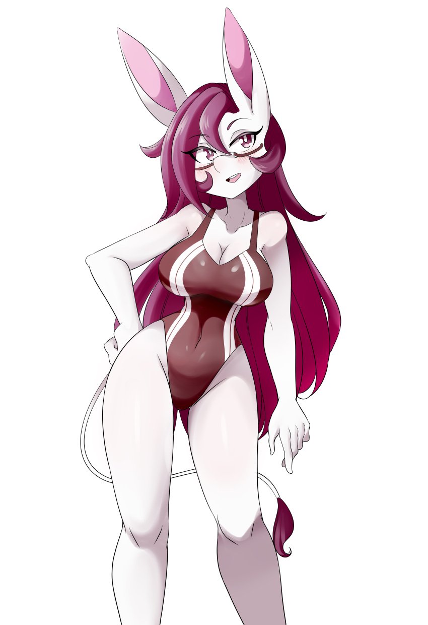 anthro breasts cachi_(lucyfercomic) cleavage donkey female female_focus female_only lucyfercomic original original_character purple_eyes purple_hair swimsuit