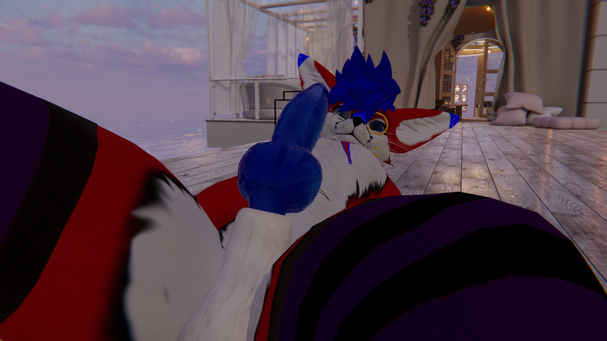 animal_genitalia animal_genitals animal_penis anthro anthro_only blue_hair blue_penis canine_genitalia canine_genitals canine_penis fox fur furry furry_only male male_only penis rain_jur red_fox red_fur rexouium tagme twitter url vr_media vrchat vulpine white_belly