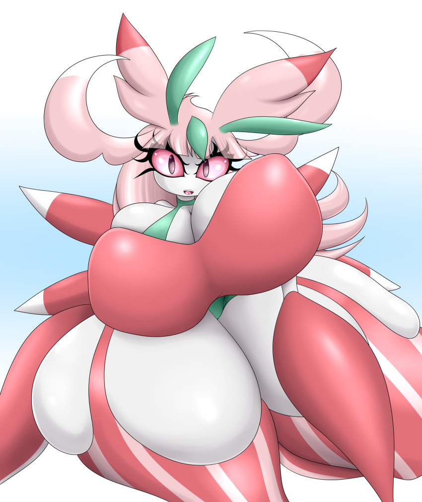 breasts_bigger_than_head gigantic_breasts luditima lurantis pokémon_(species) pokemon thick_ass thick_thighs