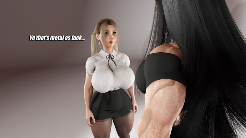 2girls 3d athletic athletic_female big_breasts blonde_hair bottom_heavy breasts busty cleavage curvaceous curvy curvy_figure digital_media_(artwork) eyebrows eyelashes eyes female female_focus female_only fit fit_female hair hannah_reese hips hourglass_figure huge_breasts human large_breasts legs light-skinned_female light_skin lips long_hair mandy_holmes mature mature_female muscular muscular_female original original_character original_characters sevenarts thesevenartsx thick thick_legs thick_thighs thighs toned toned_female top_heavy upper_body voluptuous waist wide_hips