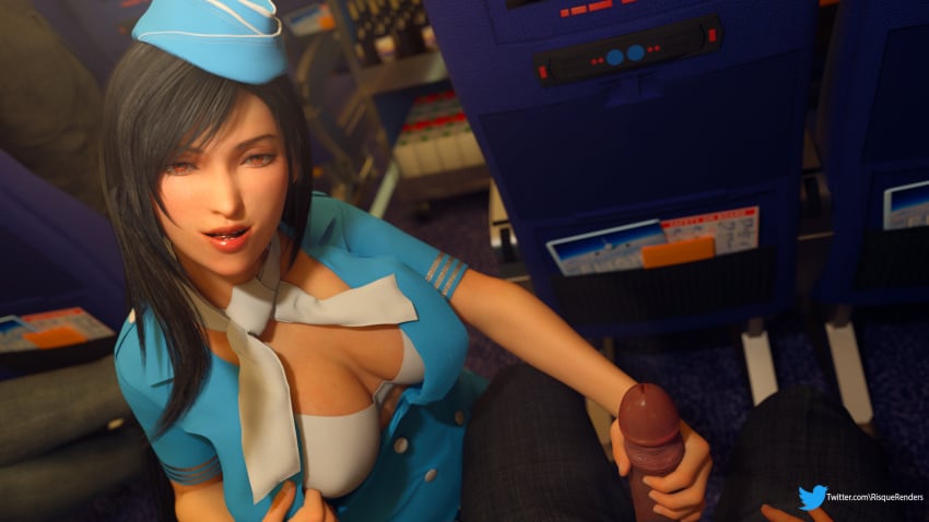 3d 3d_(artwork) aircraft airplane bra cleavage exposed_penis exposing_chest final_fantasy final_fantasy_vii flashing flight_attendant handjob huge_breasts huge_cock jerking jerking_off jerkingoff jerkingoff_another penis_out public public_exposure public_indecency public_nudity public_sex risquerenders shock shocked shocked_expression stewardess stewardess_uniform tifa_lockhart uniform visible_underwear