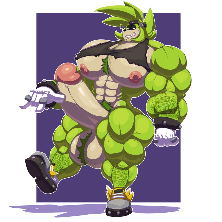 absurd_res afrosoricid anthro ball_tuft big_muscles bobert body_hair bracelet chest_tuft clothing footwear genitals hi_res huge_muscles hyper hyper_genitalia hyper_muscles idw_comics idw_publishing jewelry male male_only mammal mobian_(species) muscular ring rule_63 sega shoes solo sonic_(series) sonic_the_hedgehog_(comics) sonic_the_hedgehog_(idw) sonic_the_hedgehog_(series) surge_the_tenrec tenrec torn_clothing tuft