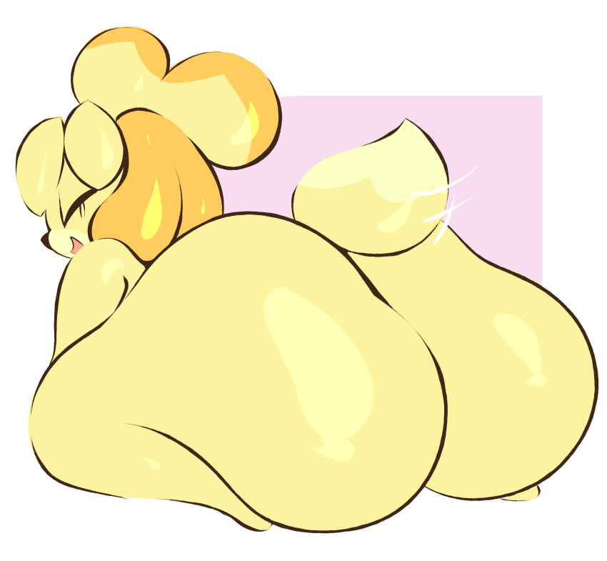 animal_crossing anthro arizonathevixen ass big_ass bubble_butt canid canine canis female fur furry furry_only huge_ass isabelle_(animal_crossing) nintendo nude solo tail