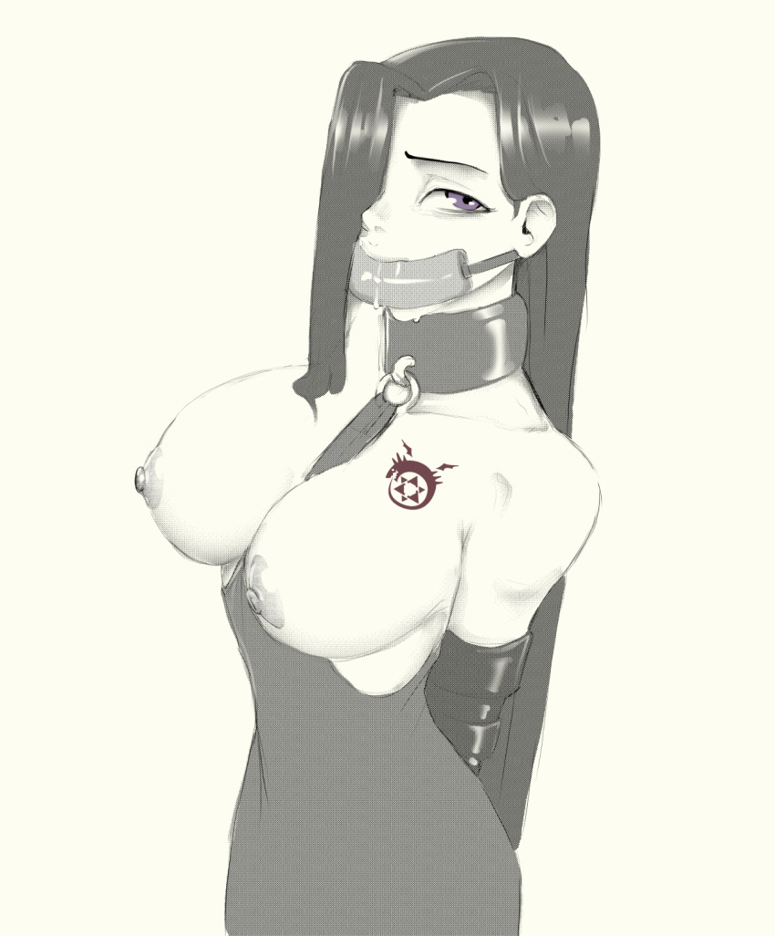 bit_gag bondage breasts darkminou exposed_breasts female femsub fullmetal_alchemist gag gagged milf sloth_(fullmetal_alchemist) tagme