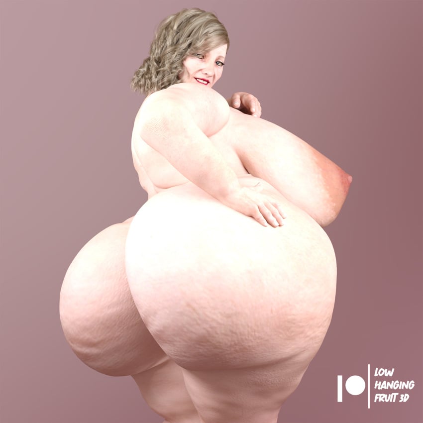 3d 3d_(artwork) areolae ass bbw big_ass big_breasts blonde_hair blue_eyes breasts butt_focus daz3d daz_studio fat_ass female gilf granny hand_on_butt hips large_areolae large_ass large_breasts looking_at_viewer lowhangingfruit3d_(artist) mature_female nude nude_female obese old_woman original_character overweight overweight_female pinup solo solo_female solo_focus spider-gran_(lhf3d) superhero superheroine thick_ass wide_hips