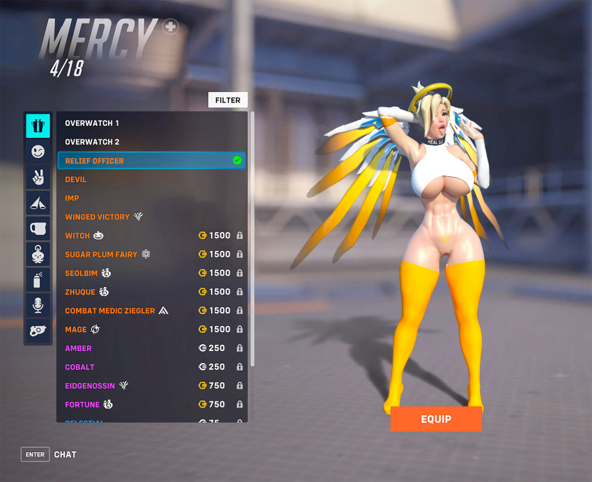 abs alternate_costume blowjob_gesture choker cynicxl3d healslut mercy overwatch skimpy_clothes underboob