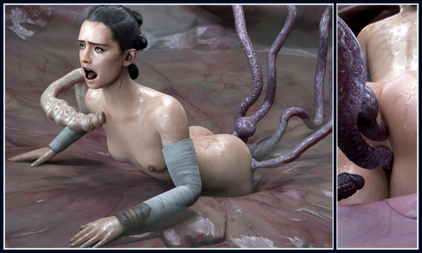 alien anal eaten_then_fucked forced inside_creature meat_cave monster rey star_wars tentacle tentacles_monster vaginal_penetration