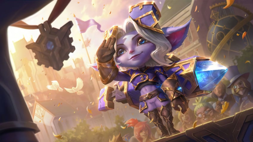 abdomen abuelamarta armpits belly big_hands blue_eyes boots edit edited edited_official_artwork gray_hair hextech_series hextech_tristana image league_of_legends league_of_legends:_wild_rift naked_panties pussy tight_clothes tight_pussy tristana yordle