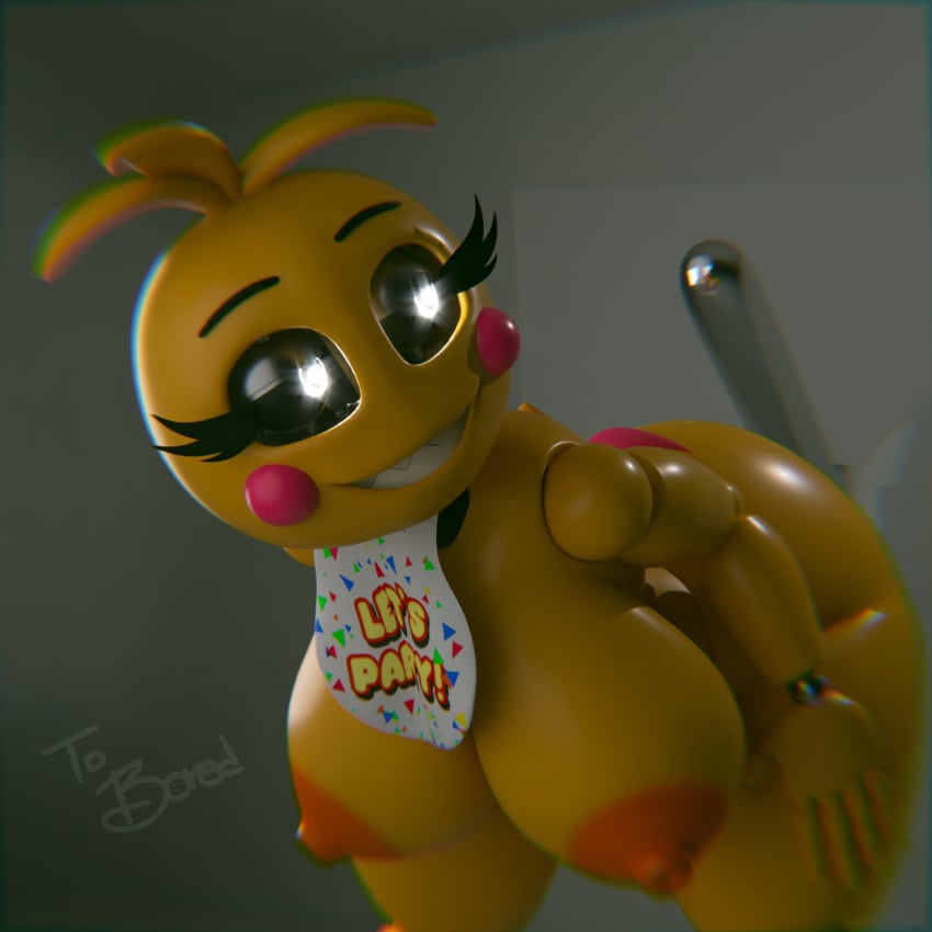 1girls 3d 3d_(artwork) animatronic female_only five_nights_at_freddy's fnaf looking_back smile smiling tagme toboredtoexist toy_chica_(fnaf) toy_chica_(love_taste)