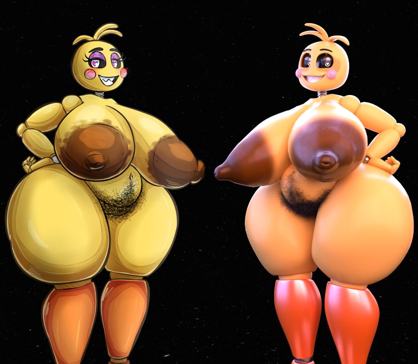 3d 3d_(artwork) absurd_res adri164 animatronic areola ass avian belly big_areola big_breasts big_butt big_nipples bird body_hair breasts brown_areola chicken duo female five_nights_at_freddy's five_nights_at_freddy's_2 galliform gallus_(genus) gilf gilf_toy_chica hairy hairy_pussy happy_trail hi_res looking_at_viewer machine maikyoh mature_female navel nipples phasianid pubes robot sagging_breasts scottgames sharp_teeth slightly_chubby smile teeth thick_thighs toy_chica_(fnaf) yellow_body