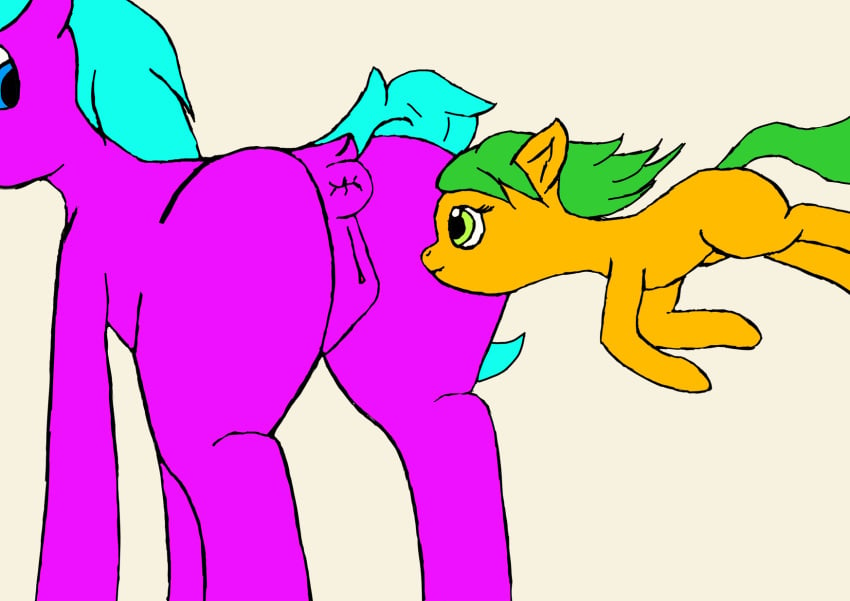 animated anus ass belly blue_eyes digital_media_(artwork) duo earth_pony equid equine female female/female female_pred female_prey feral feral_on_feral feral_pred feral_prey fur genitals green_eyes hasbro hi_res horse kiszkot looking_back mammal my_little_pony nude orange_body orange_fur pony purple_body purple_fur pussy rear_view simple_background stomach_bulge tail unbirthing vaginal_penetration vore