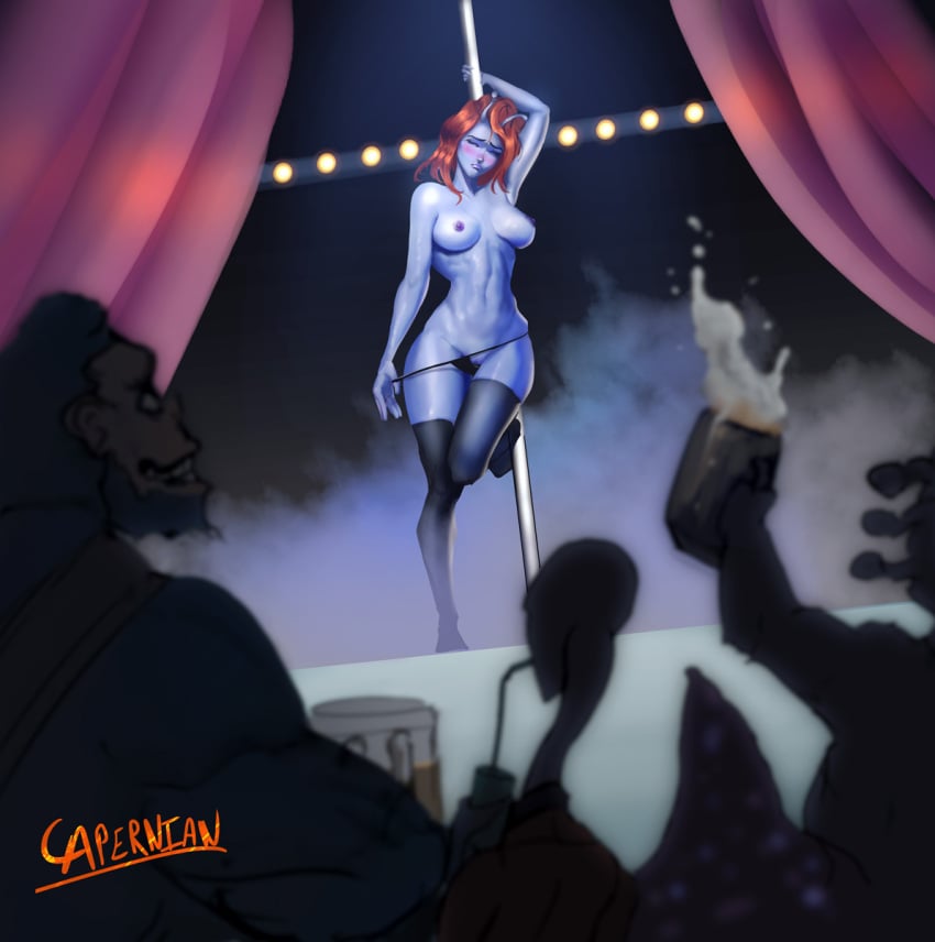 alien alien_girl capernian crowd embarrassed embarrassed_nude_female enf oc public public_nudity stripper stripper_pole stripping