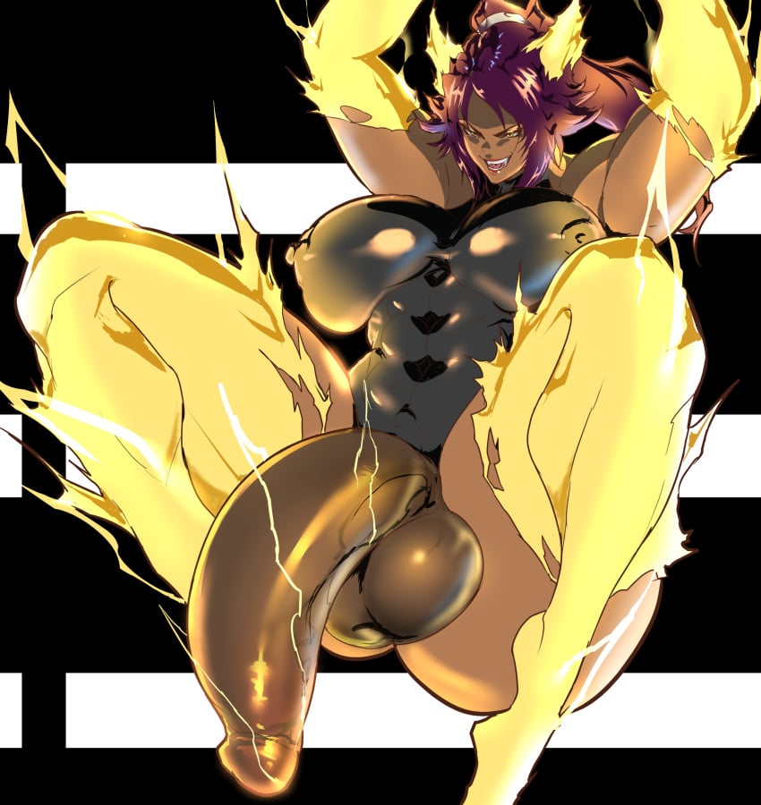 1futa abs balls big_balls big_breasts big_cock big_penis big_testicles bleach breasts clothed clothing cock dark-skinned_female dark_skin dickgirl erection fully_clothed futa_only futanari huge_cock humanoid humanoid_penis large_cock large_penis penis shihouin_yoruichi shounen_jump solo solo_futa tagme tenchizone testicles thick_thighs thighs