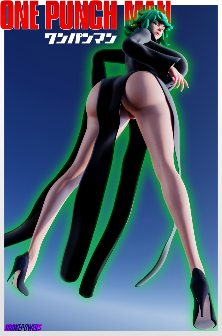 1girls 3d ass blender dat_ass drakepowers dress female female_only high_heels huge_butt kiriko_(overwatch) one-punch_man overwatch solo tatsumaki tatsumaki_(cosplay) terrible_tornado_kiriko