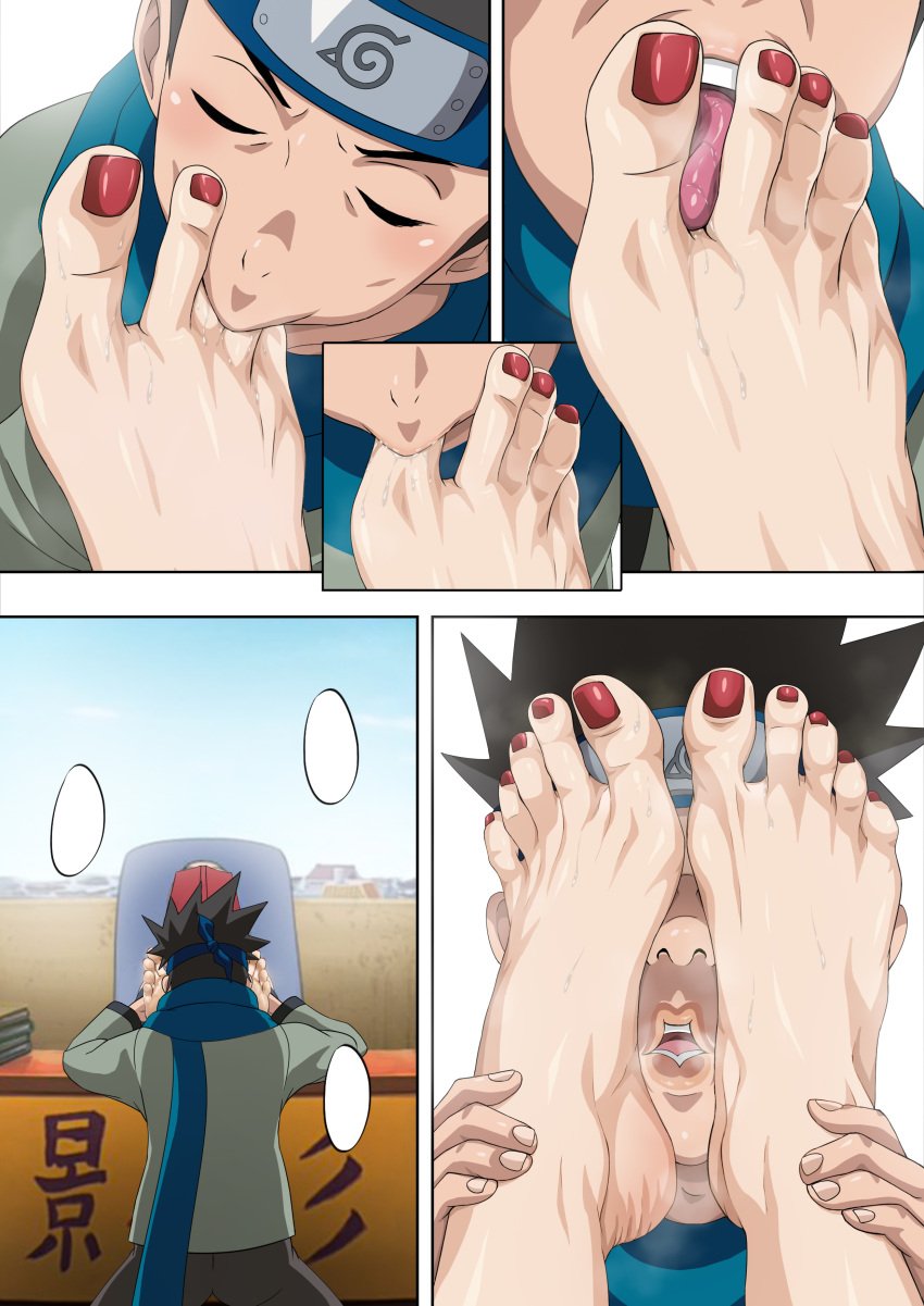 1boy 1girls adult age_difference barefoot big_feet book book_on_head chair comic desk faceless_female feet feet_on_face female fetish foot_fetish foot_focus foot_worship footcroft long_toes male male_focus mature_female meaty_soles milf nail_polish naruto naruto_(series) naruto_shippuden office office_chair older_female oral red_toenails sarutobi_konohamaru sitting sitting_on_chair sleeping smelly_feet standing story sucking sucking_toes teenager textless toe_in_mouth toe_sucking toenail_polish toenails toes tongue_between_toes tsunade worship worshiping younger_male