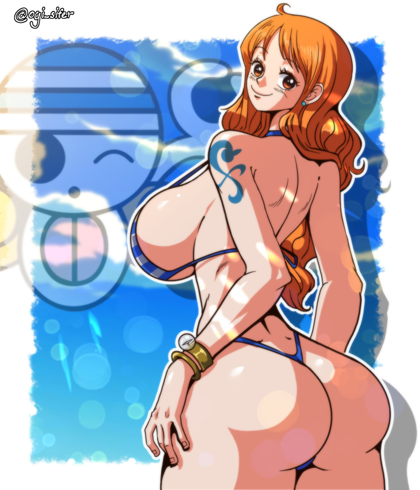 1girls ass big_ass big_breasts big_butt bikini breasts bubble_ass bubble_butt female female_only nami ogi_sifer one_piece post-timeskip solo thick_ass thick_butt