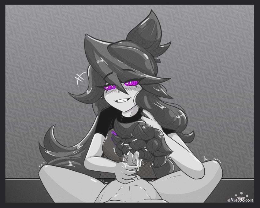 blush brown_hair cum_in_hair cum_on_hair fully_clothed hair_harpoon hairjob handjob hypnosis hypnotic_eyes hypnotizing_viewer jaiden jaiden_(vtuber) jaiden_animations jaiden_dittfach long_hair male_pov mind_control nieldacan nude_male pov smile virtual_youtuber vtuber yandere youtube youtuber