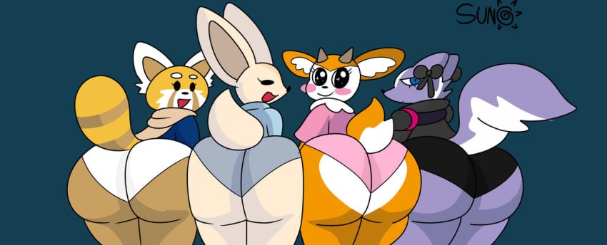 aggressive_retsuko anthro ass brappycatty deer deer_girl fennec fennec_fox fenneko fox fox_girl furry red_panda red_panda_girl retsuko sanrio shikabane shikabane_(aggressive_retsuko) shikabane_(aggretsuko) smooth_fur sunniefunnie tsunoda