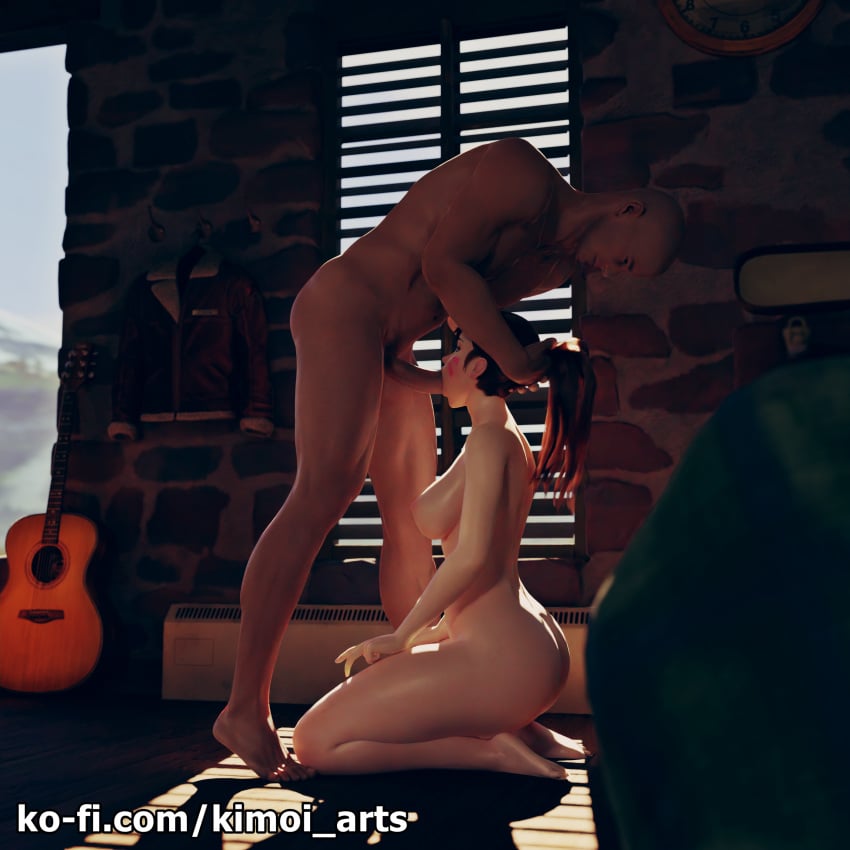 1boy 1girls 3d ass blowjob breasts d.va dark-skinned_male dark_skin guitar kimoiworkshop_artist kneeling ko-fi_username naked naked_female naked_male nude nude_female nude_male overwatch tagme