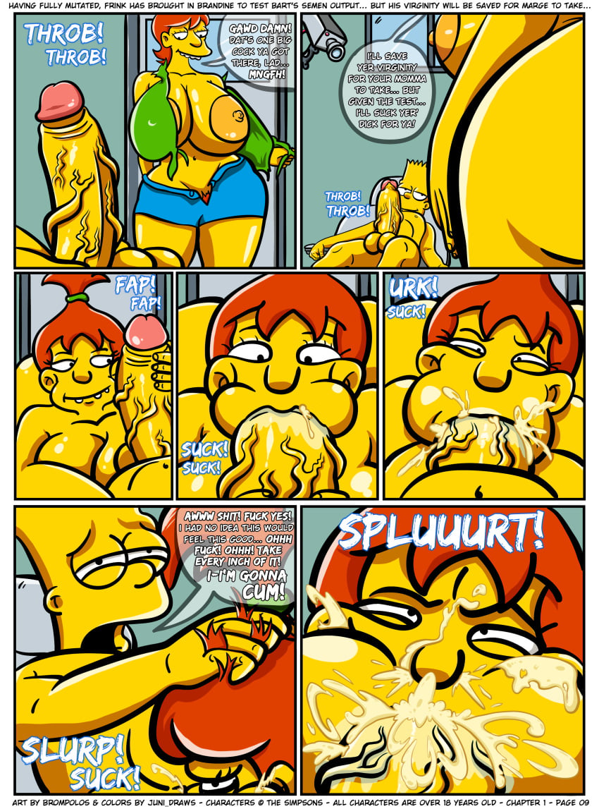 1boy 1girls areolae bart_simpson big_breasts big_butt blowjob brandine_spuckler breasts brompolos butt chapter_1 cock comic cum cum_in_mouth cum_on_face cum_overflow drinking_cum excessive_cum fellatio female huge_areolae huge_breasts huge_cock huge_hips huge_penis juni_draws male/female nipples oral oral_sex page_9 penis sex size_difference swallowing_cum the_simpsons thick_thighs vein veiny_penis wide_hips yellow_body yellow_skin